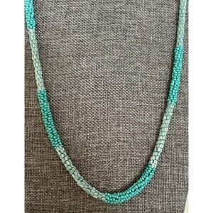 Ann Taylor Loft Turquoise 36” Seed Bead Twisted Necklace Beach Preppy Pastels